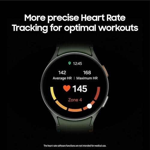 Smartwatch displaying heart rate tracking for workouts.