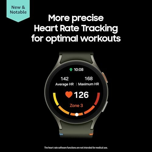 Smartwatch displaying heart rate tracking interface with average, maximum, and current heart rate.