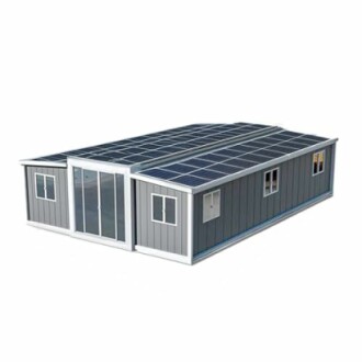 Building with solar panels on the roof