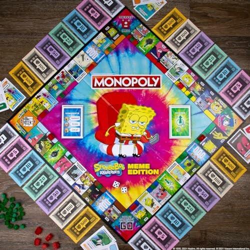 SpongeBob Meme Edition Monopoly board game setup.