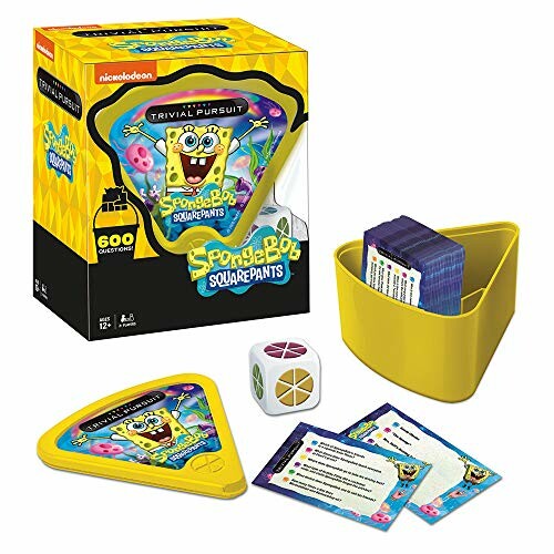 SpongeBob SquarePants Trivial Pursuit game set with cards and dice.