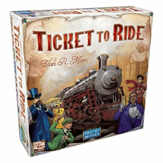 Ticket to Ride board game box with train illustration