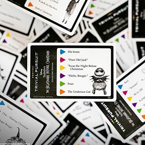 Trivial Pursuit card featuring The Nightmare Before Christmas theme.