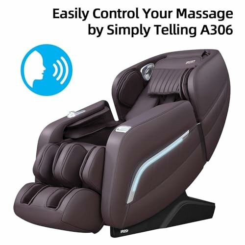 Voice-controlled massage chair with advanced features.