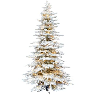 Artificial white Christmas tree with lights