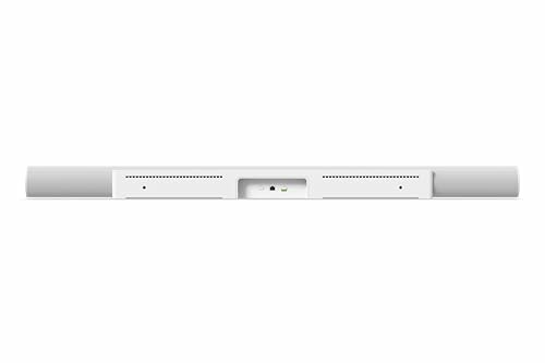 Back view of a white soundbar with ports and connectors