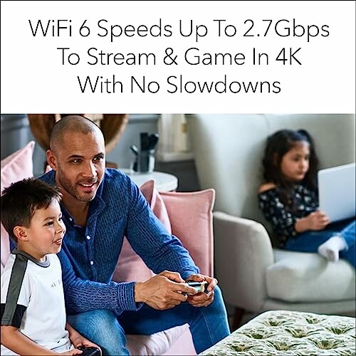 Family enjoying high-speed WiFi 6 for gaming and streaming.